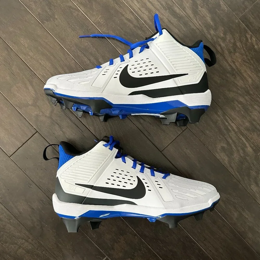 Nike Alpha White & Blue Men's 10 Football Cleats NWOT - Picture 6 of 10